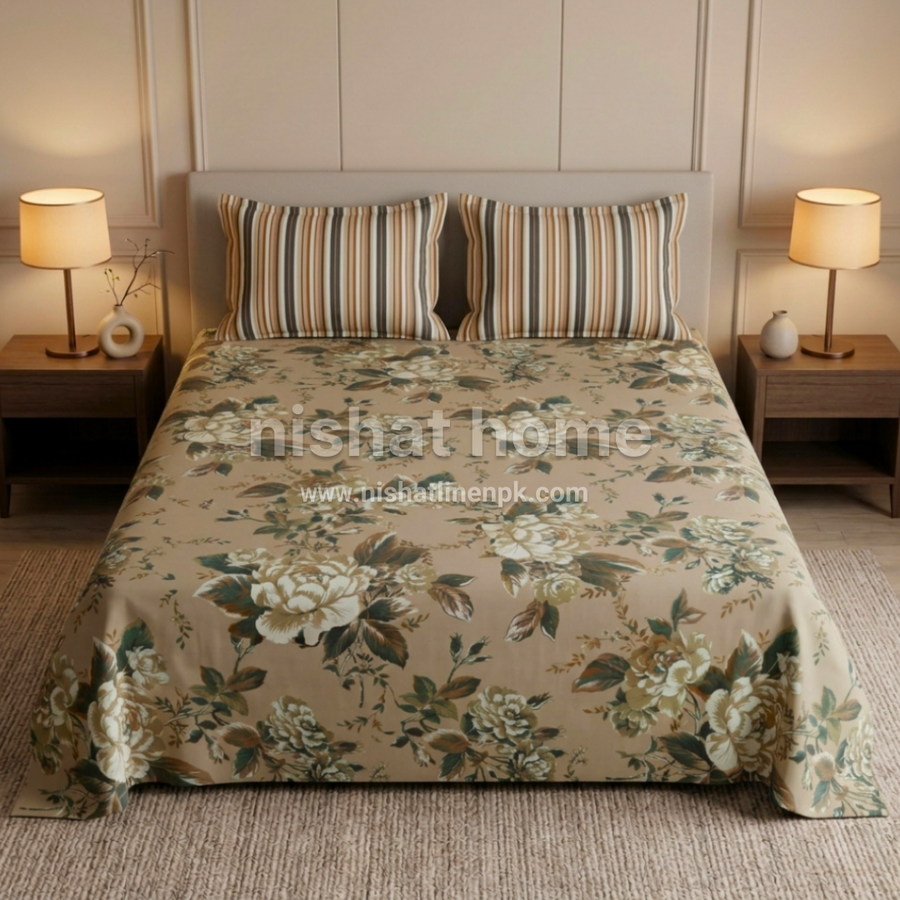 Executive Pure Cotton Bed Sheet - King - 3pcs - NLB68