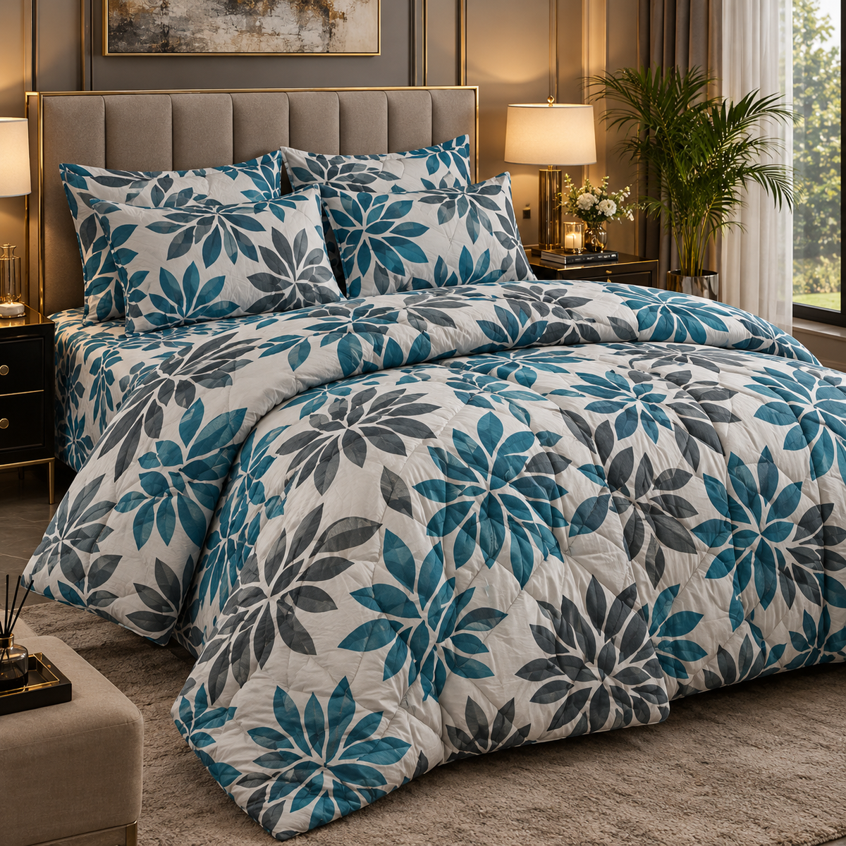Royal Pure Cotton Winter Quilt Set - Razai Set - 6pcs - RQS17