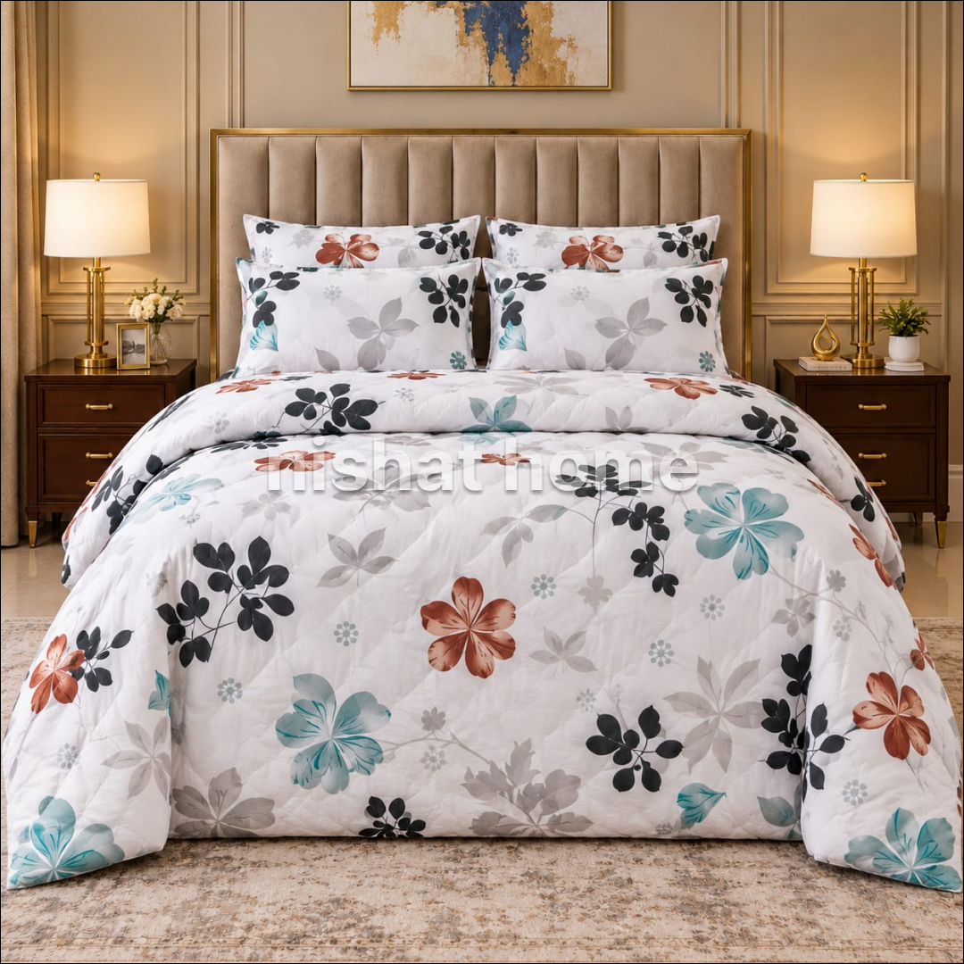 Royal Pure Cotton Winter Quilt Set - Razai Set - 6pcs - RQS18