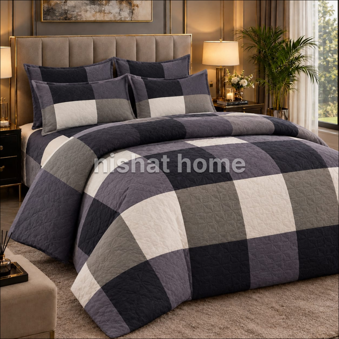 Royal Pure Cotton Winter Quilt Set - Razai Set - 6pcs - RQS21