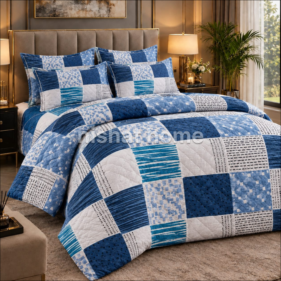 Royal Pure Cotton Winter Quilt Set - Razai Set - 6pcs - RQS22