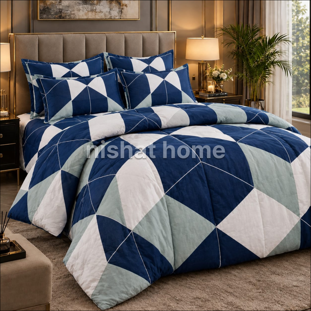 Royal Pure Cotton Winter Quilt Set - Razai Set - 6pcs - RQS23