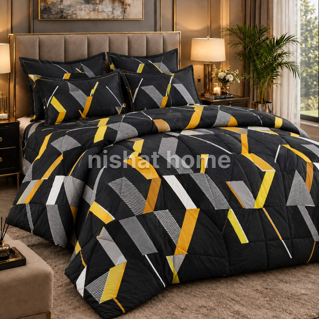 Royal Pure Cotton Winter Quilt Set - Razai Set - 6pcs - RQS24
