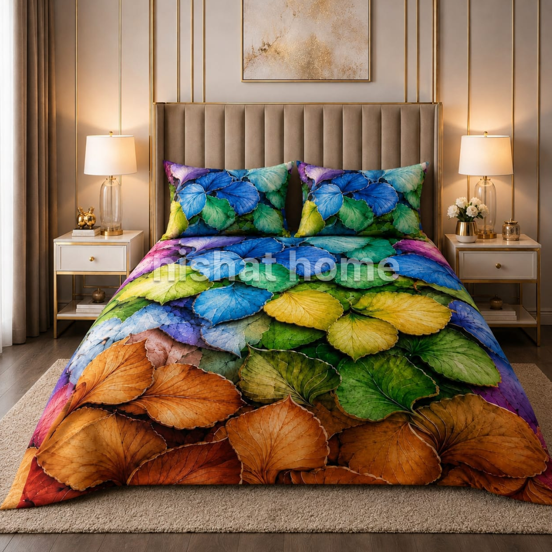 Rozani 5D Cotton Printed Bed Sheet - King - 3pcs - RDP07