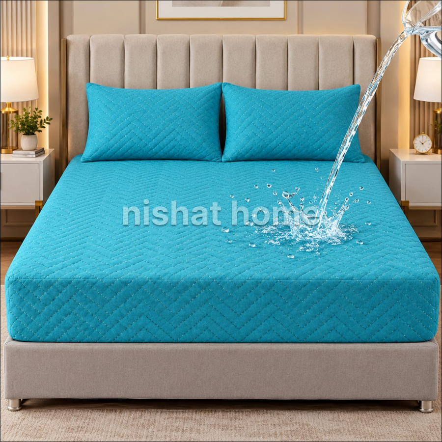 Waterproof Quilted Mattress Protector - Turquoise - WMP525