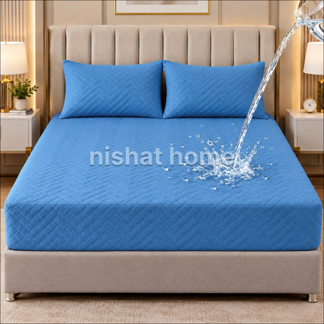 Waterproof Quilted Mattress Protector - Blue - WMP527