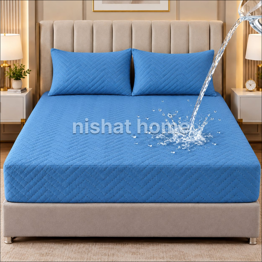 Waterproof Quilted Mattress Protector - Blue - WMP527