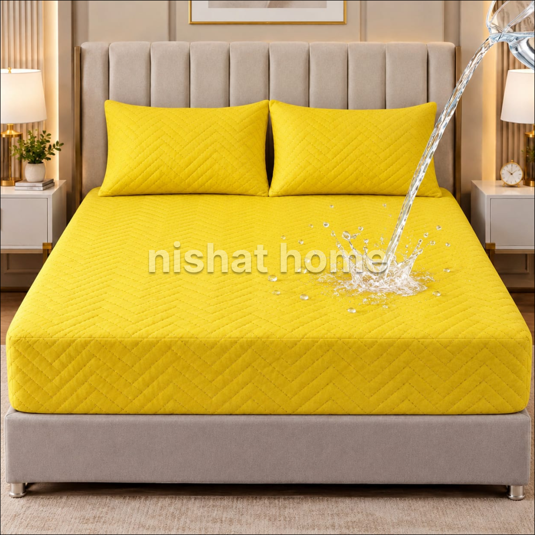 Waterproof Quilted Mattress Protector - Yellow - WMP529